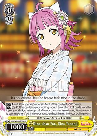 Rina-chan Fan, Rina Tennoji (SIN/W109-E008 U) - Love Live! School idol festival 2 MIRACLE LIVE!