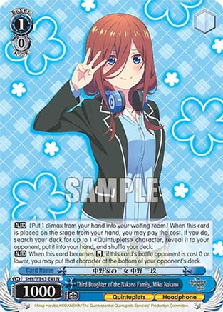 Third Daughter of the Nakano Family, Miku Nakano (5HY/WE43-E41 N) - The Quintessential Quintuplets Specials Premium Booster