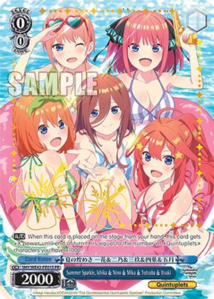 Summer Sparkle, Ichika & Nino & Miku & Yotsuba & Itsuki (PR) (Foil) (5HY/WE43-PE01S PR) - The Quintessential Quintuplets Specials Premium Booster
