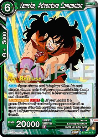 Yamcha, Adventure Companion (BT27-051) - History of Z PreRelease Cards