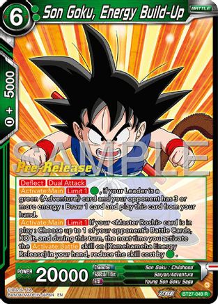 Son goku, Enegry Build-Up (BT27-049) - History of Z PreRelease Cards