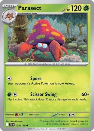 Parasect 005/159  - Reverse Holofoil SV09 Journey Together - Common