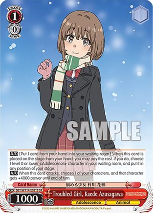 Troubled Girl, Kaede Azusagawa (SR) (SBY/W114-E051S SR) - Rascal Does Not Dream Series