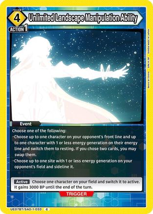 Unlimited Landscape Manipulation Ability (UE07BT/SAO-1-033) - UE07BT Sword Art Online