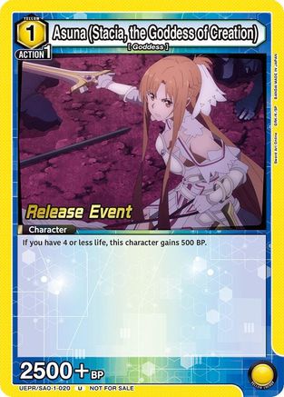 Asuna (Stacia, the Goddess of Creation) (020) (UE07BT/SAO-1-020) - UE07BT Sword Art Online Release Event Cards