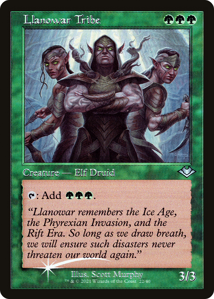 Llanowar Tribe (Retro Frame) (MH1-022) - Modern Horizons 1 Timeshifts Etched Foil