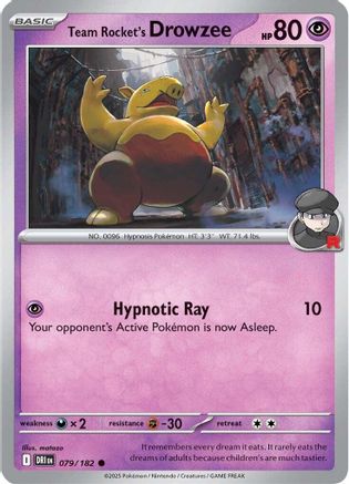 Team Rocket's Drowzee 079/182  - Reverse Holofoil SV10 Destined Rivals - Common