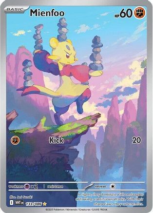 Mienfoo 131/086  - Holofoil SV White Flare - Illustration Rare