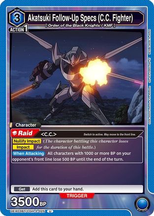 Akatsuki Follow-Up Specs (C.C. Fighter) (UEX03BT/CGH-2-025) - UEX03BT CODE GEASS Lelouch of the Rebellion Vol2