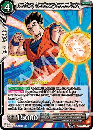 Son Gohan, Overwhelming Sense of Justice (BT28-113) - Prismatic Clash Release Event Foil