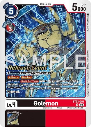 Golemon (BT23-051) - Hackers' Slumber Release Event Cards