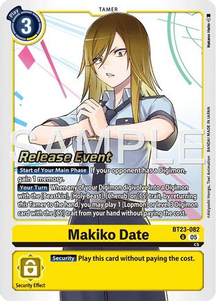 Makiko Date (BT23-082) - Hackers' Slumber Release Event Cards