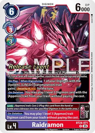 Raidramon (BT24-071) - Time Stranger Release Event Cards