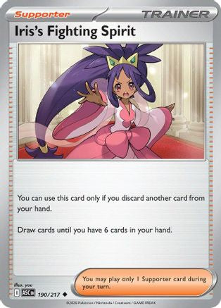 Iris's Fighting Spirit 190/217  - Reverse Holofoil ME Ascended Heroes - Uncommon