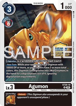 Agumon (World Championship 26–27 Regionals Season 1) (ST20-10) - Starter Deck 20: Protector of Light Foil