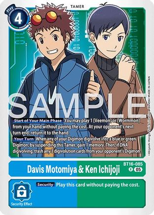 Davis Motomiya & Ken Ichijoji (Reprint) (BT16-085) - Advanced Booster Digimon Generation Foil