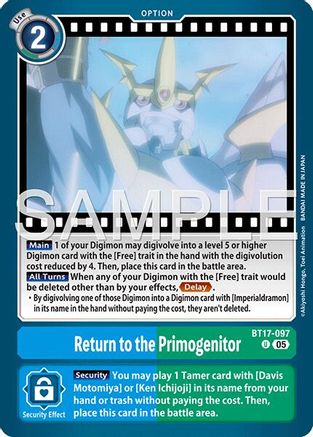Return to the Primogenitor (Reprint) (BT17-097) - Advanced Booster Digimon Generation Foil