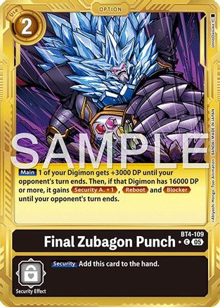 Final Zubagon Punch (Gold Border) (BT4-109) - Advanced Booster Digimon Generation Foil