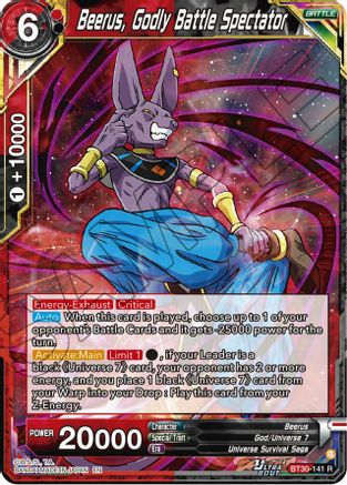 Beerus, Godly Battle Spectator (BT30-141) - Three Glorious Fighters Foil