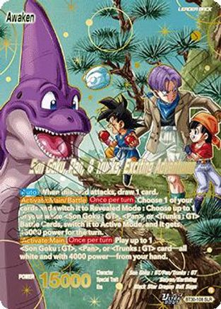 Son Goku, Pan, & Trunks // Son Goku, Pan, & Trunks, Exciting Adventures (SLR) (BT30-108) - Three Glorious Fighters Foil