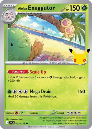 Alolan Exeggutor 002/128  - Holofoil ME 30th Celebration - Common