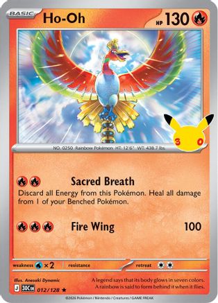 Ho-Oh 012  - Holofoil ME 30th Celebration - Rare