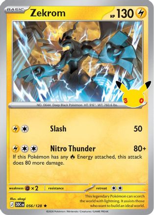 Zekrom 056  - Holofoil ME 30th Celebration - Rare