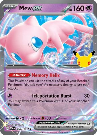 Mew ex 066/128  - Holofoil ME 30th Celebration - Double Rare