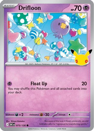 Drifloon 073/128  - Holofoil ME 30th Celebration - Common