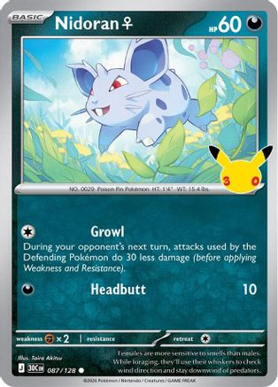 Nidoran F 087  - Holofoil ME 30th Celebration - Common