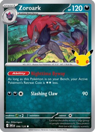 Zoroark 096  - Holofoil ME 30th Celebration - Common