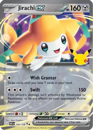 Jirachi ex 102/128  - Holofoil ME 30th Celebration - Double Rare