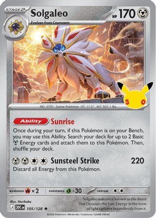 Solgaleo 105  - Holofoil ME 30th Celebration - null
