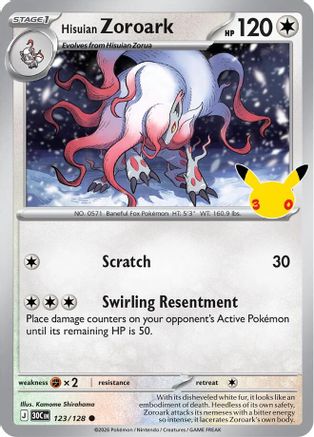 Hisuian Zoroark 123  - Holofoil ME 30th Celebration - null