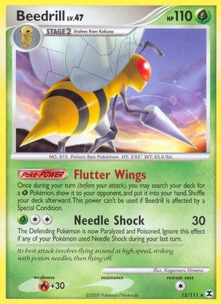 Beedrill 015  - Reverse Holofoil Rising Rivals - Rare