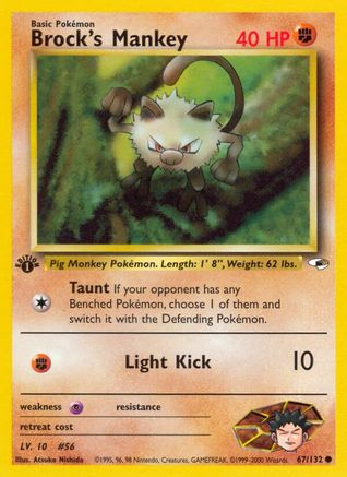 Brock's Mankey (67) 067/132  - 1st Edition Gym Heroes - Common