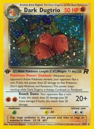 Dark Dugtrio (6) 006/82  - 1st Edition Holofoil Team Rocket - Holo Rare