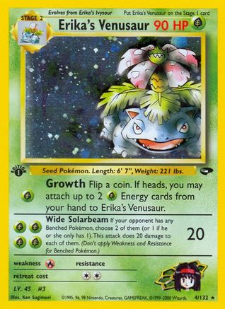 Erika's Venusaur 004/132  - Unlimited Holofoil Gym Challenge - Holo Rare