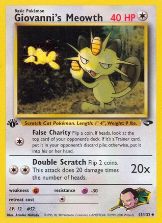 Giovanni's Meowth (43) 043/132  - 1st Edition Gym Challenge - Uncommon
