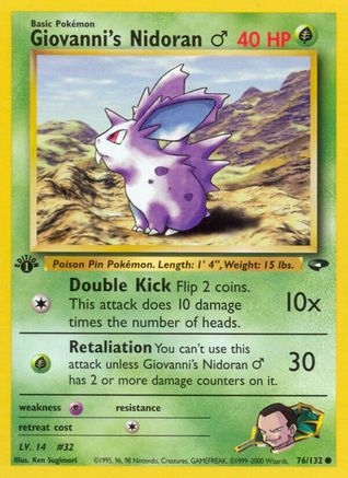 Giovanni's Nidoran M 076/132  - Unlimited Gym Challenge - Common