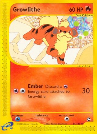 Growlithe (51) 051  Aquapolis - Uncommon
