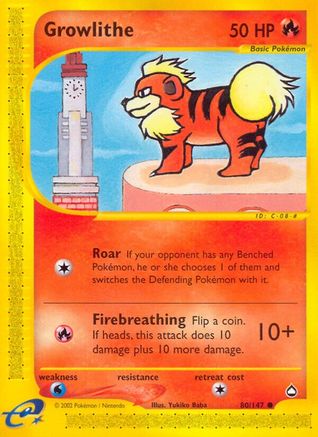 Growlithe (80) 080  - Reverse Holofoil Aquapolis - Common