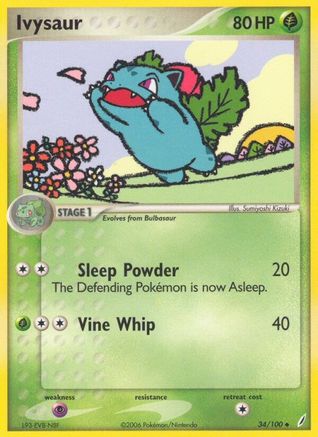 Ivysaur 034/100  - Reverse Holofoil Crystal Guardians - Uncommon
