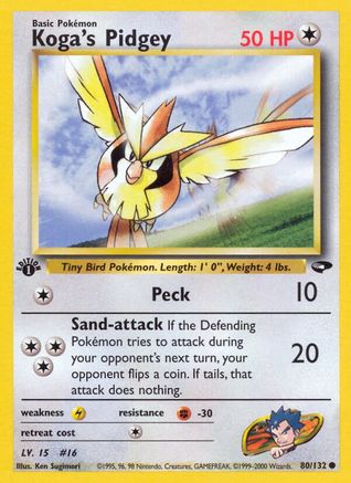 Koga's Pidgey (80) 080/132  - Unlimited Gym Challenge - Common