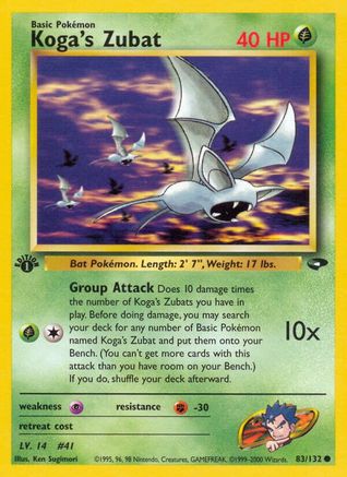 Koga's Zubat 083/132  - Unlimited Gym Challenge - Common