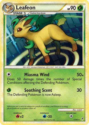 Leafeon 013  - Reverse Holofoil Call of Legends - Holo Rare