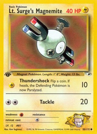 Lt. Surge's Magnemite (80) 080/132  - Unlimited Gym Heroes - Common