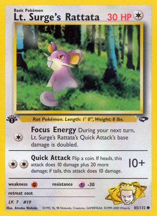 Lt. Surge's Rattata 085/132  - Unlimited Gym Challenge - Common