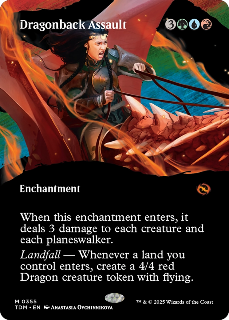 Dragonback Assault (TDM-355) - Tarkir: Dragonstorm: (Showcase, enchantment) (Borderless)