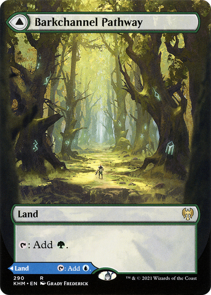 Barkchannel Pathway (Borderless) (KHM-290) - Kaldheim: (Showcase) (Borderless) Foil